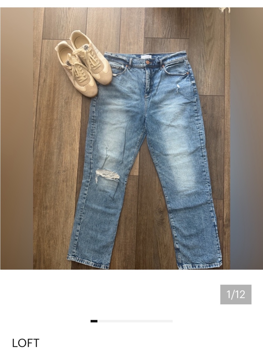 LOFT Women’s Light Blue High Rise Distressed Boyfriend Jeans Size 30/10